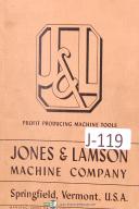 Jones & Lamson-Jones Lamson 8\" x 48\" (19\" Swing) Thread Grinding Machine Instructions Manual-19\" Swing-8\" x 48\"-01